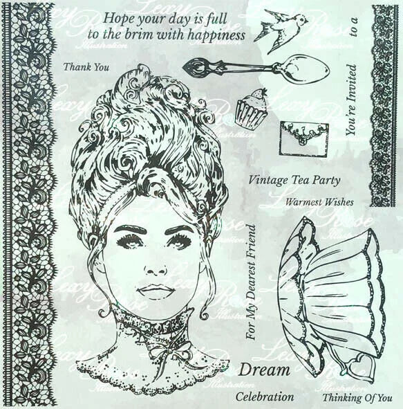 Marietta Craft/Printing Stamp Set - Ladies Vintage Tea Party