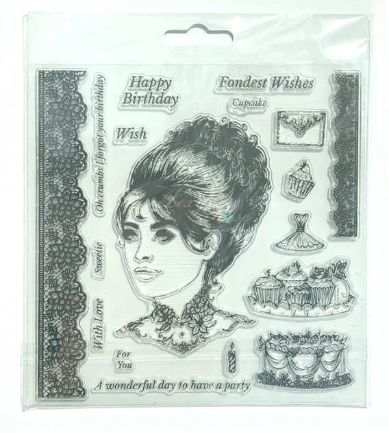 Evie Craft/Printing Stamp Set - Ladies Vintage Tea Party