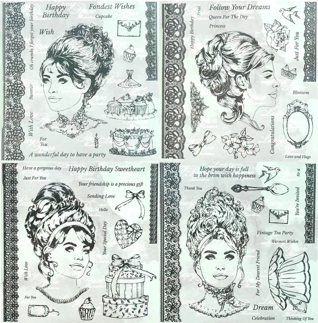 Ladies Vintage Tea Party - Full Craft/Printing Stamp Collection (Evie, Gabrielle, Grace and Marietta)