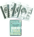 Ladies Vintage Tea Party Full Collection - 4 Craft/Printing Stamp Sets & Crafting CD Rom