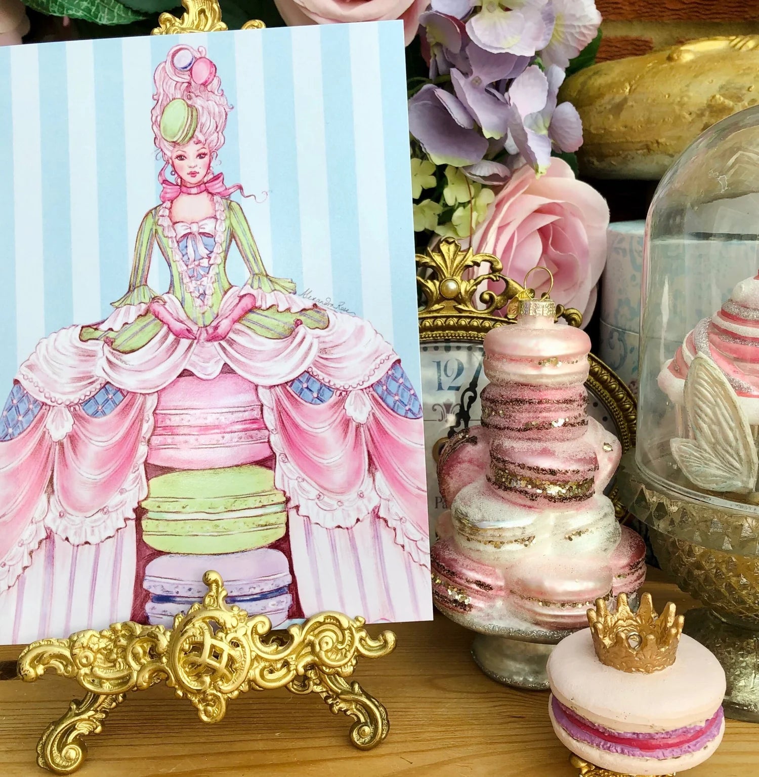 Madame Macaron Blue Greeting Card (5”x 7”)