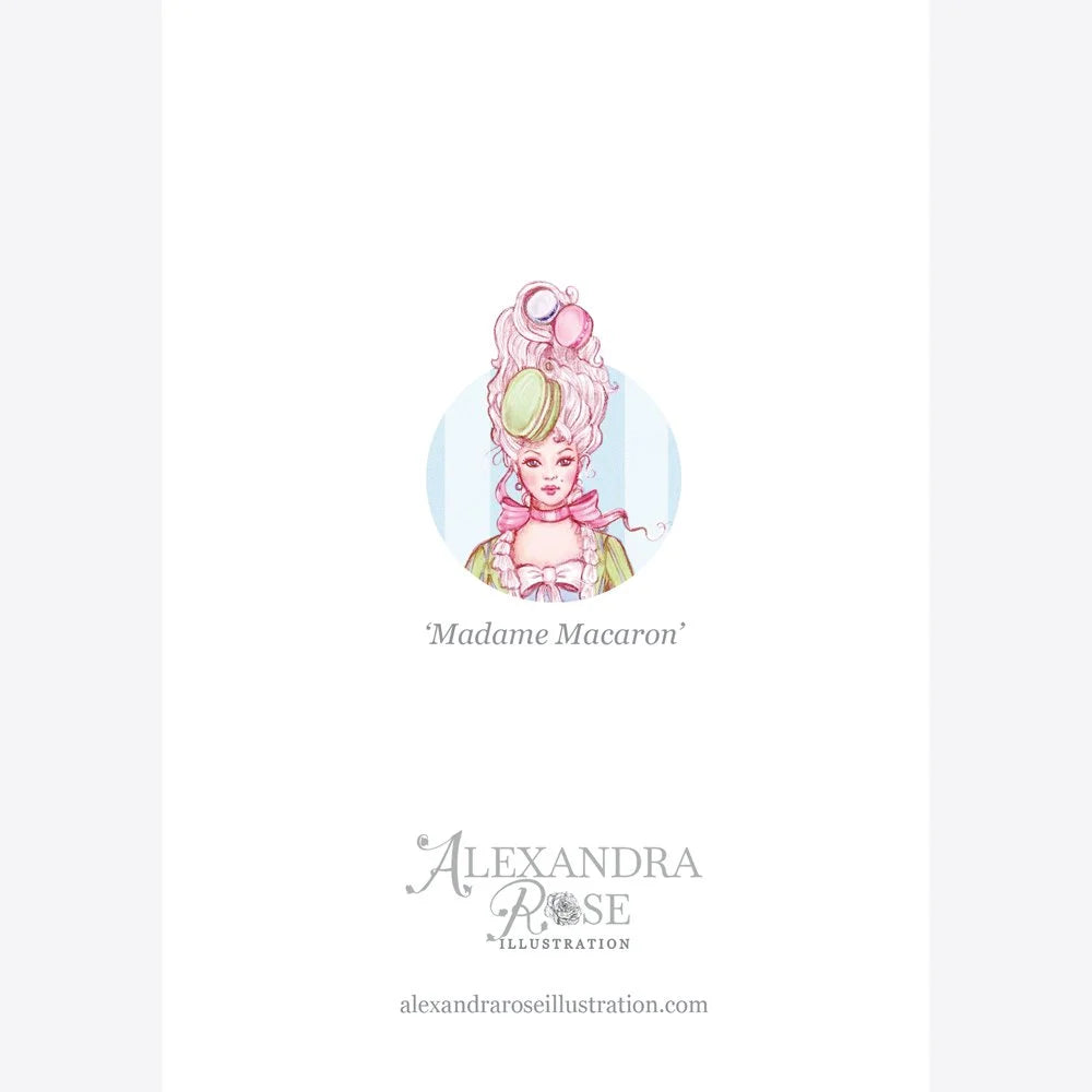 Madame Macaron Blue Greeting Card (5”x 7”)