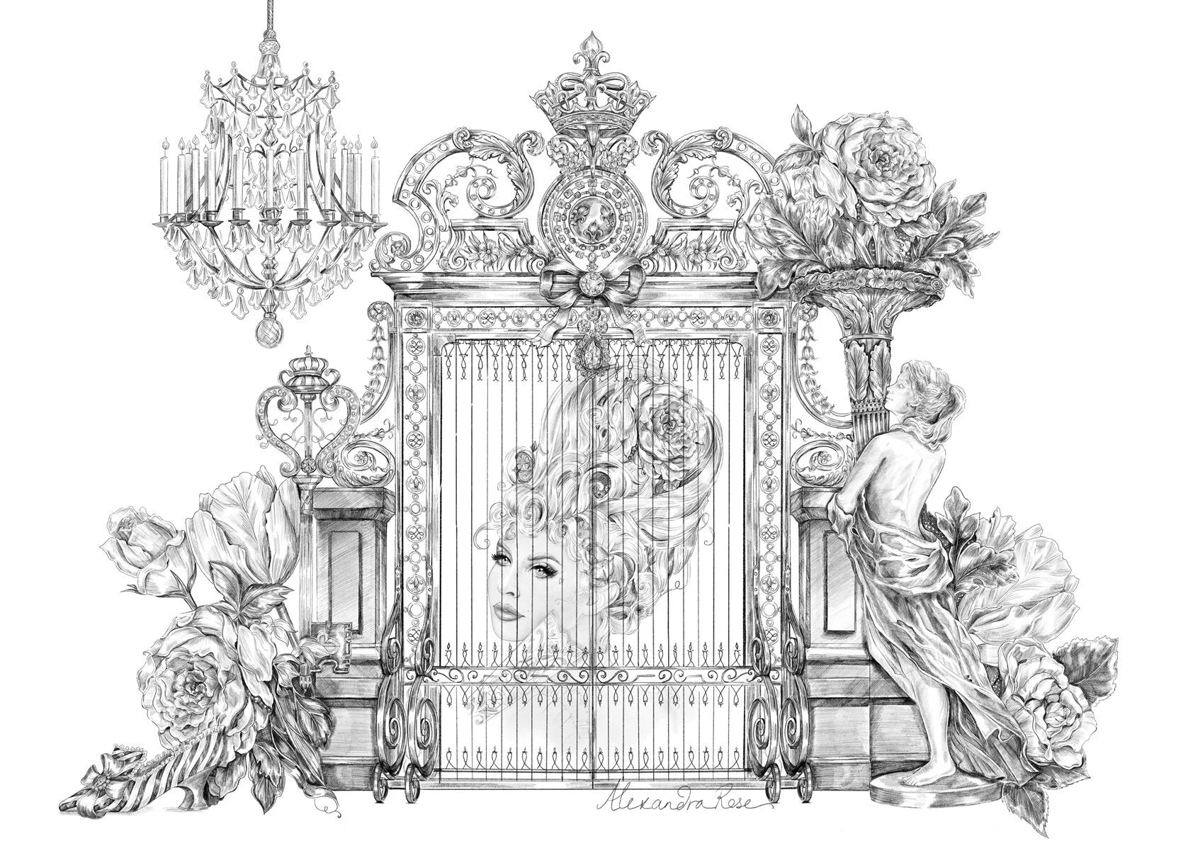 Dreaming of Versailles B&W Giclée Art Print (A4)