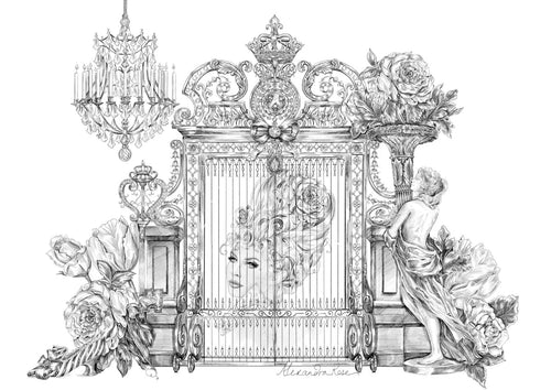 Dreaming of Versailles B&W Giclée Art Print (A4)