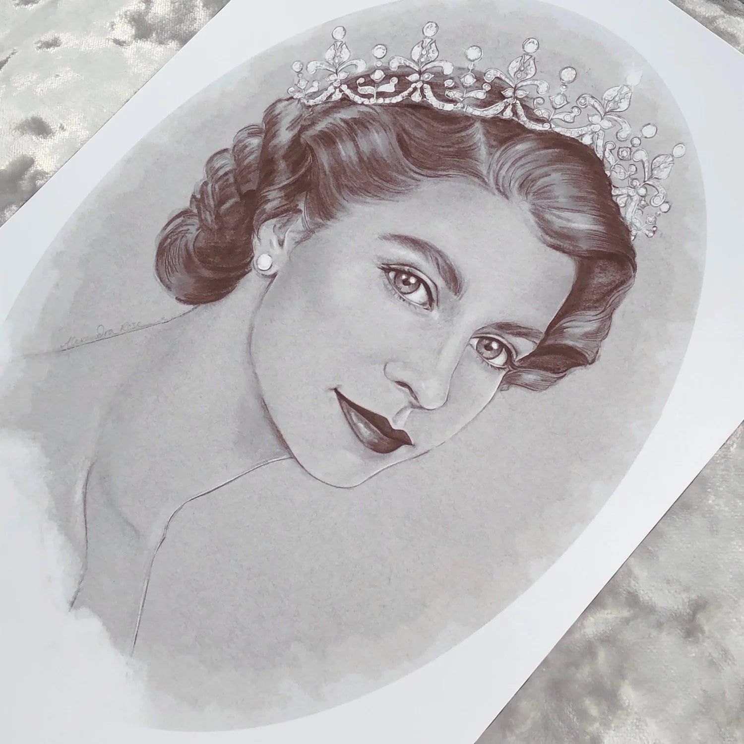 Queen Elizabeth II Portrait Giclée Art Print (A4)