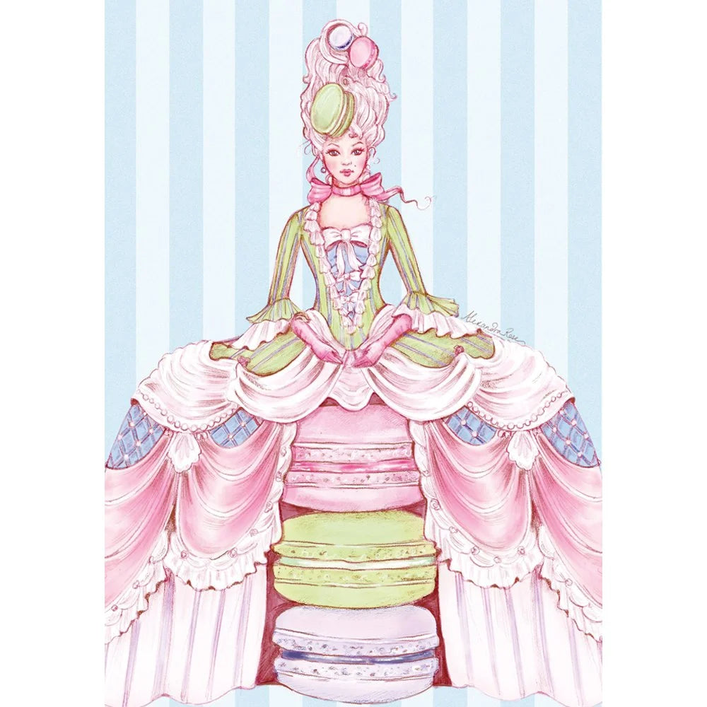 Madame Macaron Blue Greeting Card (5”x 7”)